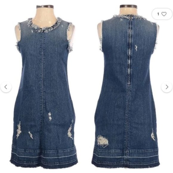 J Brand Distressed Denim Dress with frayed edges - Picture 1 of 5